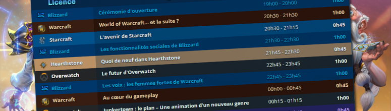 Découvrez le programme officiel de la BlizzCon 2017