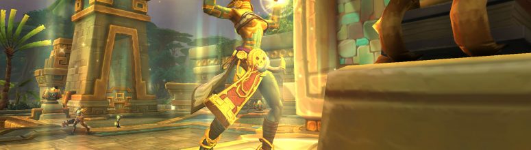 La prêtresse Alun'zar se sert de la puissance des deux chaudrons d'or