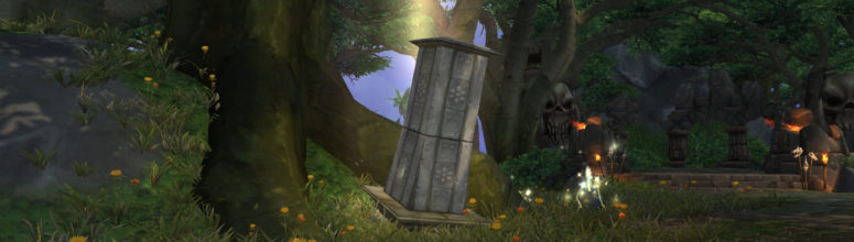 Le pilier des anciens est représenté par une tour en pierre illuminée de lumière
